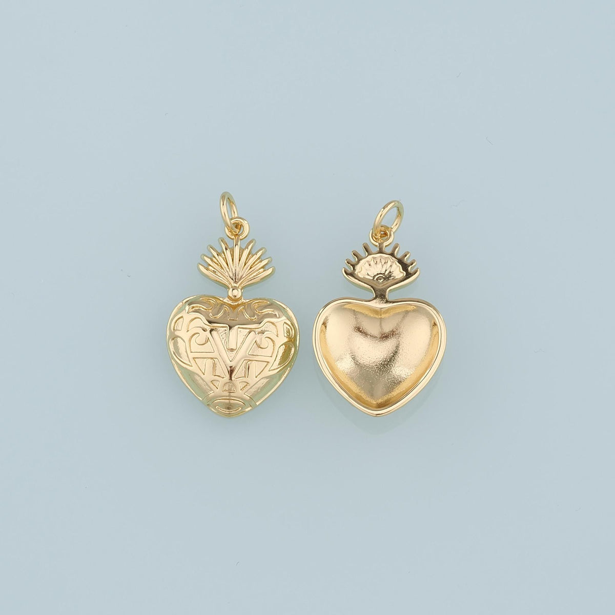 18K Gold Filled Sacred heart Pendant,Heart Charm Bracelet Necklace for DIY Jewelry Making Supply