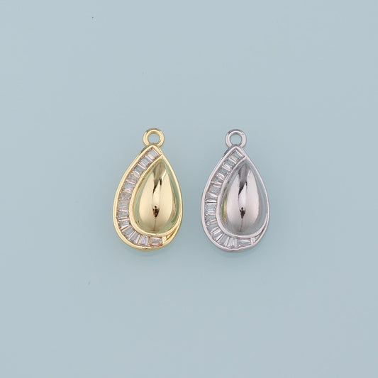 Gold Teardrop Charms,18K Gold Filled Teardrop Pendant,Crystal Teardrop Charm Bracelet Necklace for DIY Jewelry Making Supply