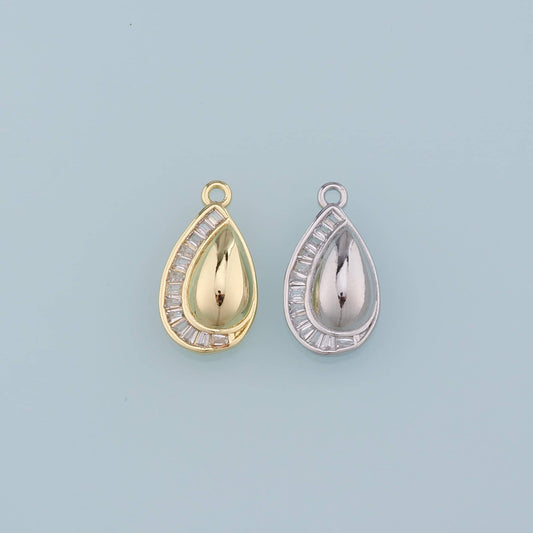 Gold Teardrop Charms,18K Gold Filled Teardrop Pendant,Crystal Teardrop Charm Bracelet Necklace for DIY Jewelry Making Supply