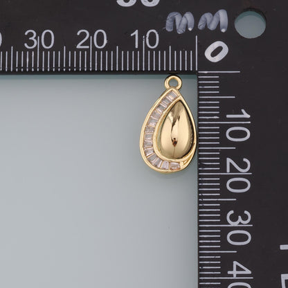 Gold Teardrop Charms,18K Gold Filled Teardrop Pendant,Crystal Teardrop Charm Bracelet Necklace for DIY Jewelry Making Supply