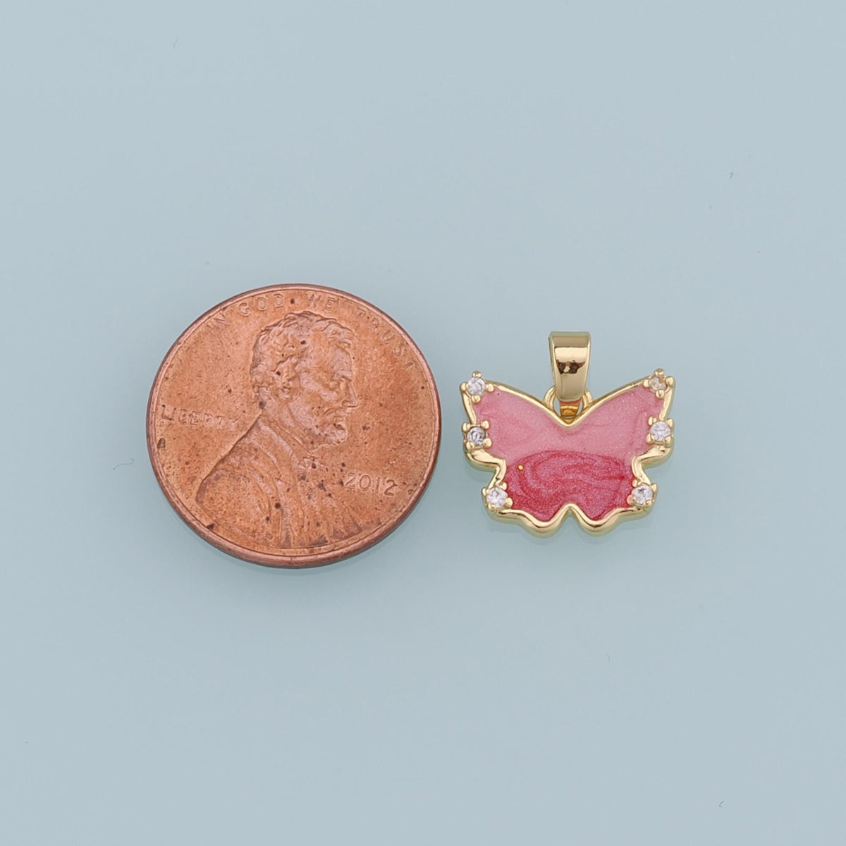 18K Gold Filled Butterfly Pendant,Enamel Butterfly Charm Bracelet Necklace for DIY Jewelry Making Supply