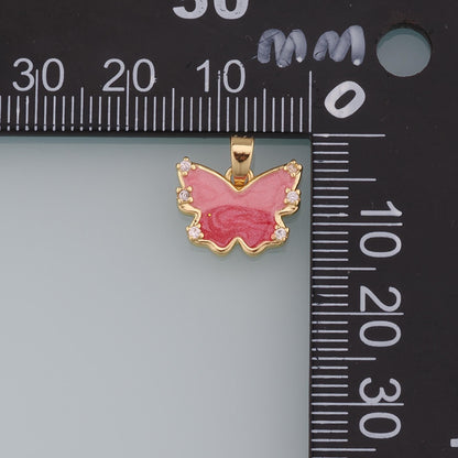 18K Gold Filled Butterfly Enamel Charm Pendant for Jewelry Making