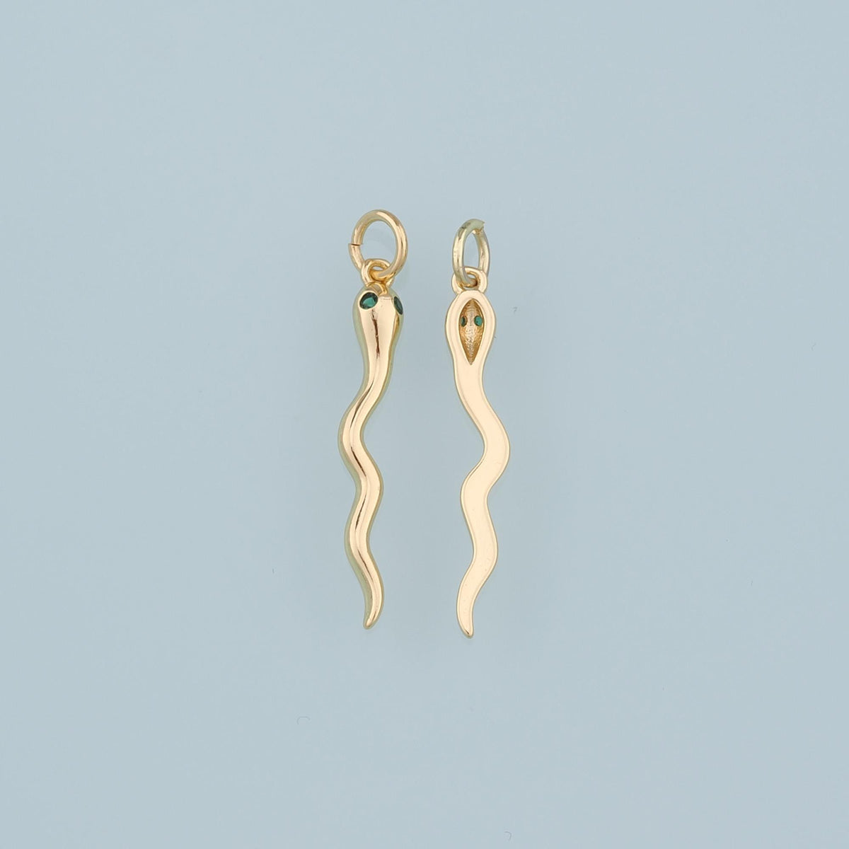 18K Gold Filled Snake Pendant,Dainty Snake Charm Bracelet Necklace for DIY Jewelry Making Supply