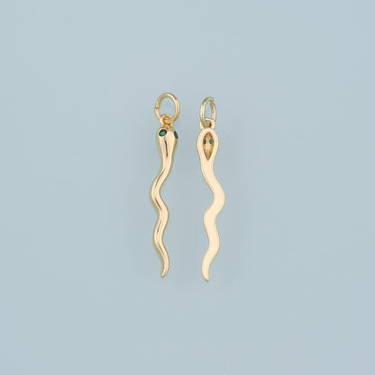 18K Gold Filled Snake Pendant,Dainty Snake Charm Bracelet Necklace for DIY Jewelry Making Supply