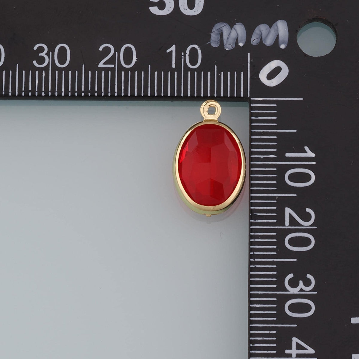 18K Gold Filled Oval Pendant,Crystal Oval Charm Bracelet Necklace for DIY Jewelry Making Supply