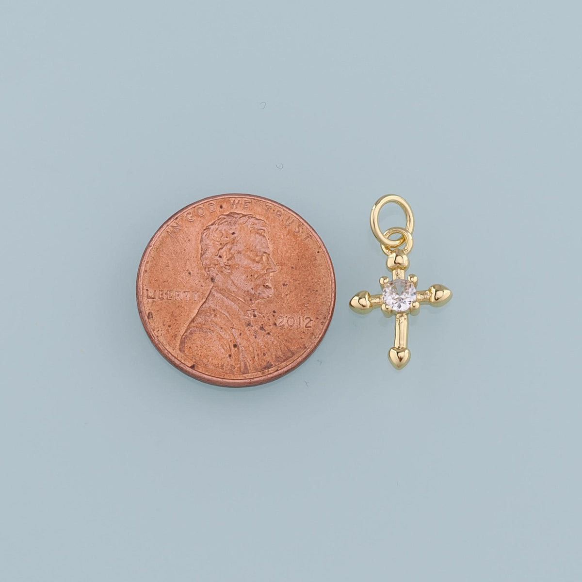 Gold Cross Charms,18K Gold Filled Cross Pendant,CZ Religion Charm Bracelet Necklace for DIY Jewelry Making Supply