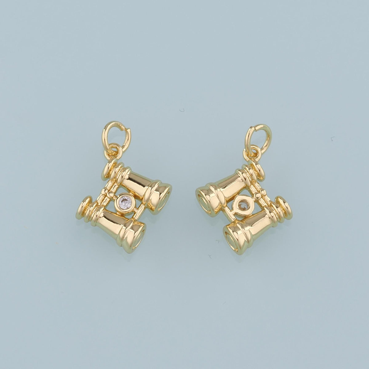 18K Gold Filled Telescope Pendant,CZ Telescope Charm Bracelet Necklace for DIY Jewelry Making Supply