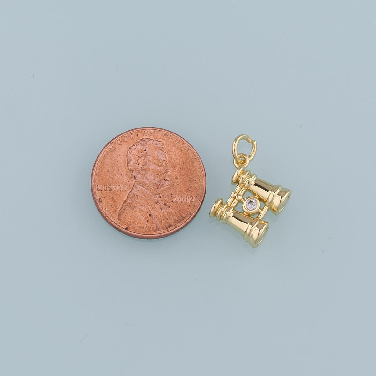 18K Gold Filled Telescope Pendant,CZ Telescope Charm Bracelet Necklace for DIY Jewelry Making Supply