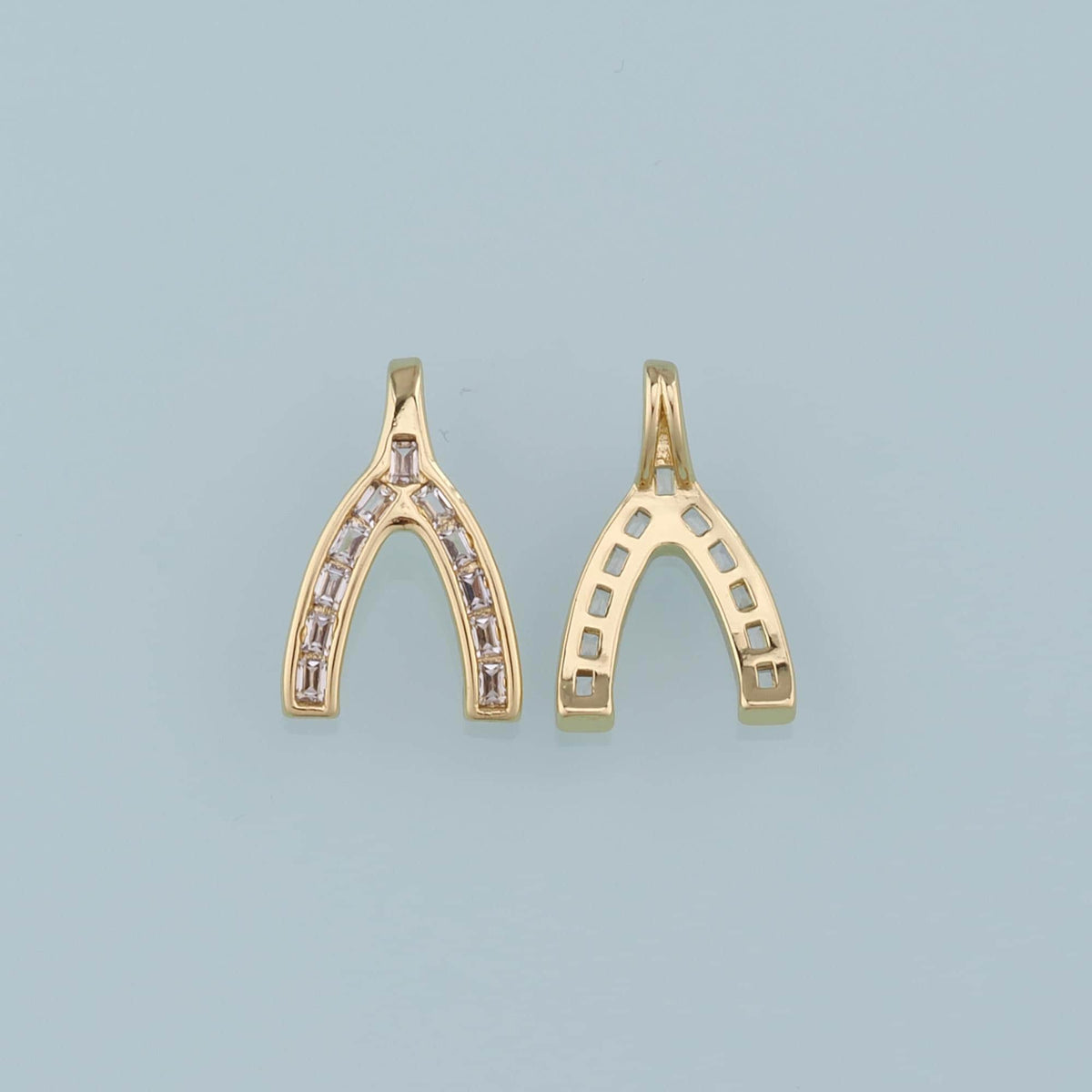 Gold Wishbone Charms,18K Gold Filled Wishbone Pendant,Wishbone Charm Bracelet Necklace for DIY Jewelry Making Supply