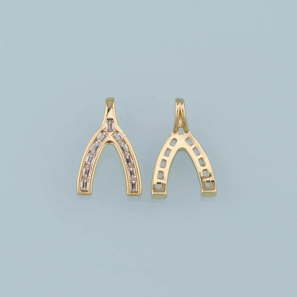 Gold Wishbone Charms,18K Gold Filled Wishbone Pendant,Wishbone Charm Bracelet Necklace for DIY Jewelry Making Supply