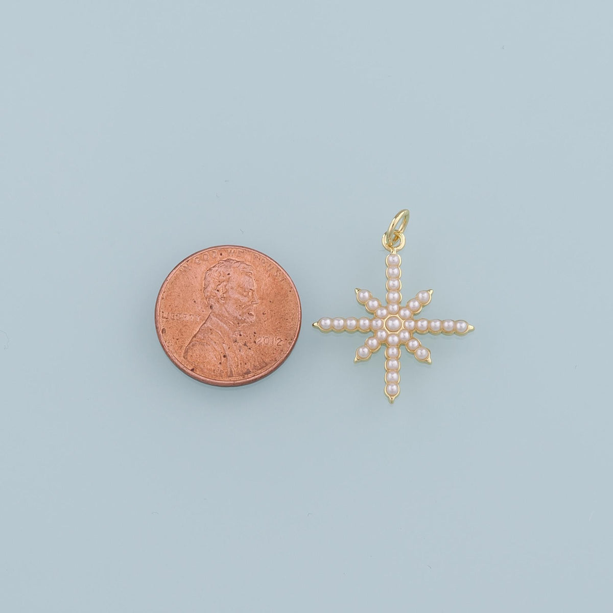 18K Gold Filled Pearl Star Pendant,Polar Star Charm Bracelet Necklace for DIY Jewelry Making Supply