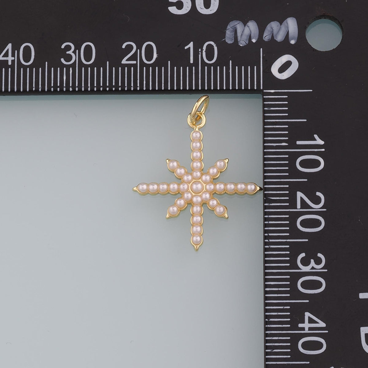 18K Gold Filled Pearl Star Pendant,Polar Star Charm Bracelet Necklace for DIY Jewelry Making Supply