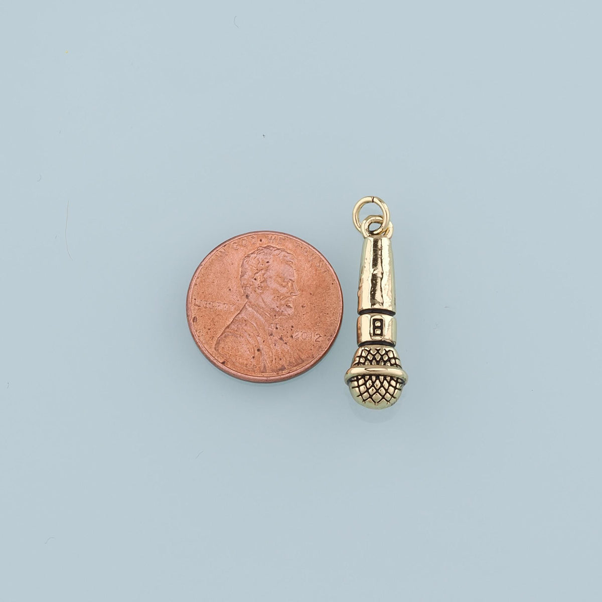 Gold Microphone Charms,18K Gold Filled Microphone Pendant,Microphone Charm Bracelet Necklace for DIY Jewelry Making Supply
