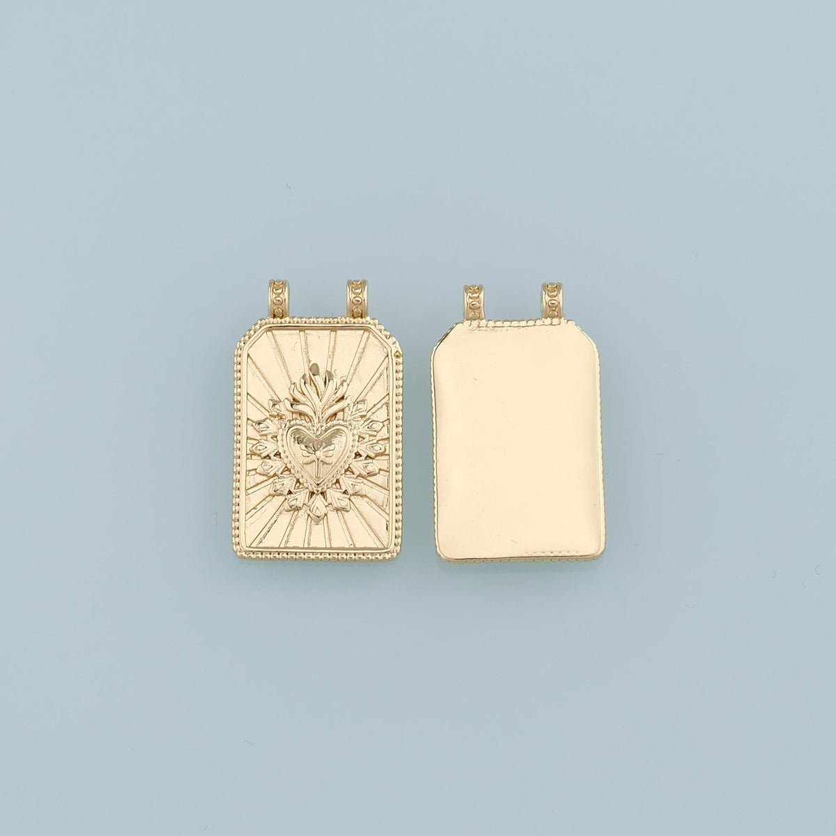18K Gold Filled Sacred Heart Pendant,Rectangle Sacred Heart Charm Bracelet Necklace for DIY Jewelry Making Supply
