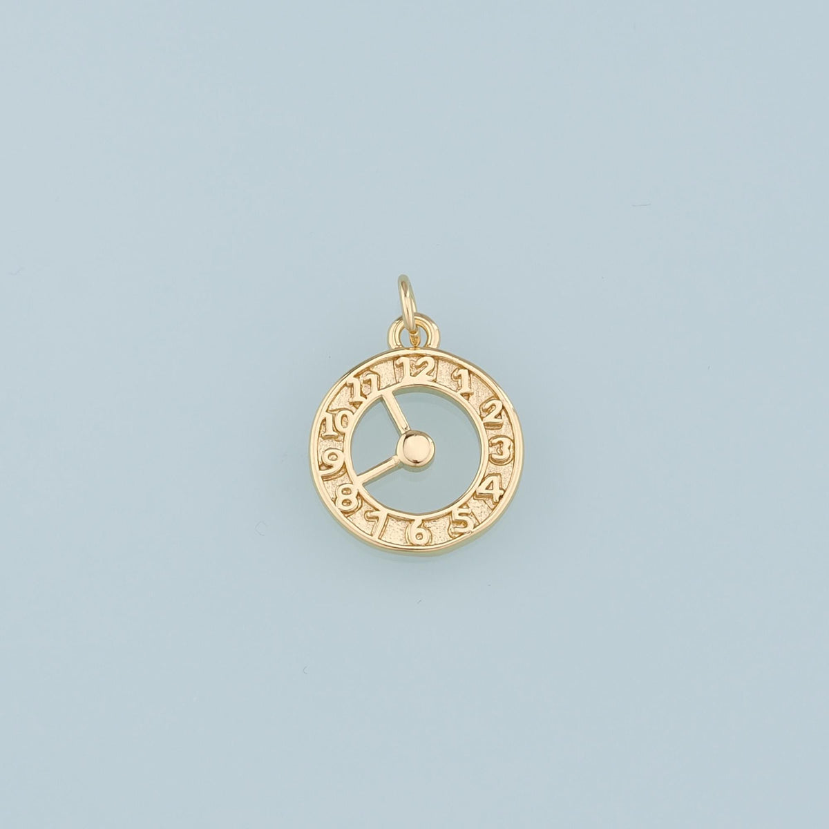18K Gold Filled Clock Pendant,Clock Charm Bracelet Necklace for DIY Jewelry Making Supply