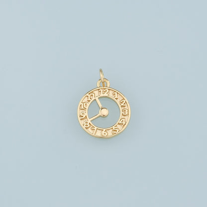 18K Gold Filled Clock Pendant,Clock Charm Bracelet Necklace for DIY Jewelry Making Supply