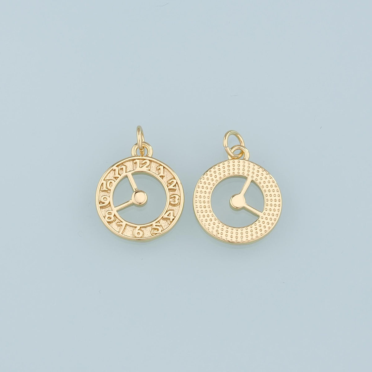 18K Gold Filled Clock Pendant,Clock Charm Bracelet Necklace for DIY Jewelry Making Supply