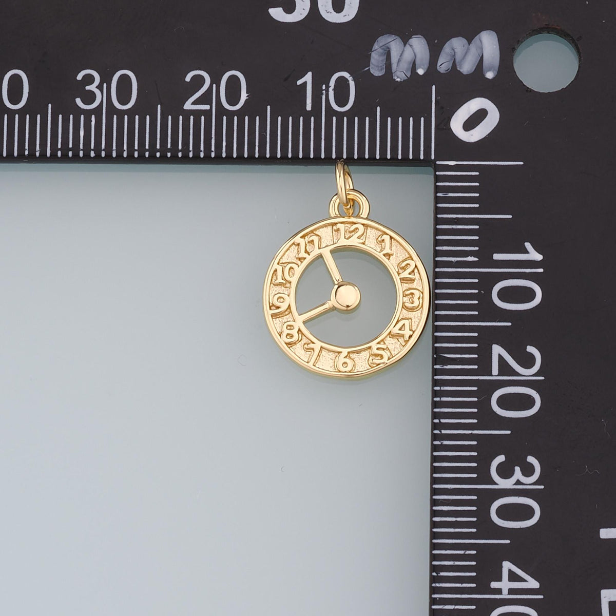 18K Gold Filled Clock Pendant,Clock Charm Bracelet Necklace for DIY Jewelry Making Supply