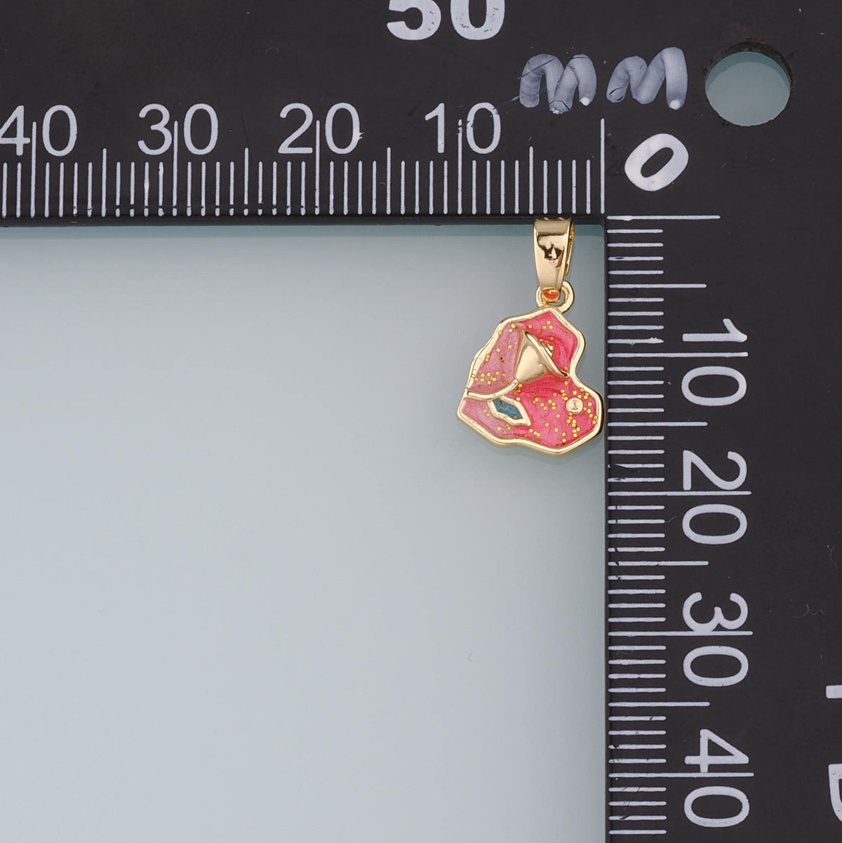 18K Gold Filled Heart Flower Pendant,Enamel Heart Charm Bracelet Necklace for DIY Jewelry Making Supply