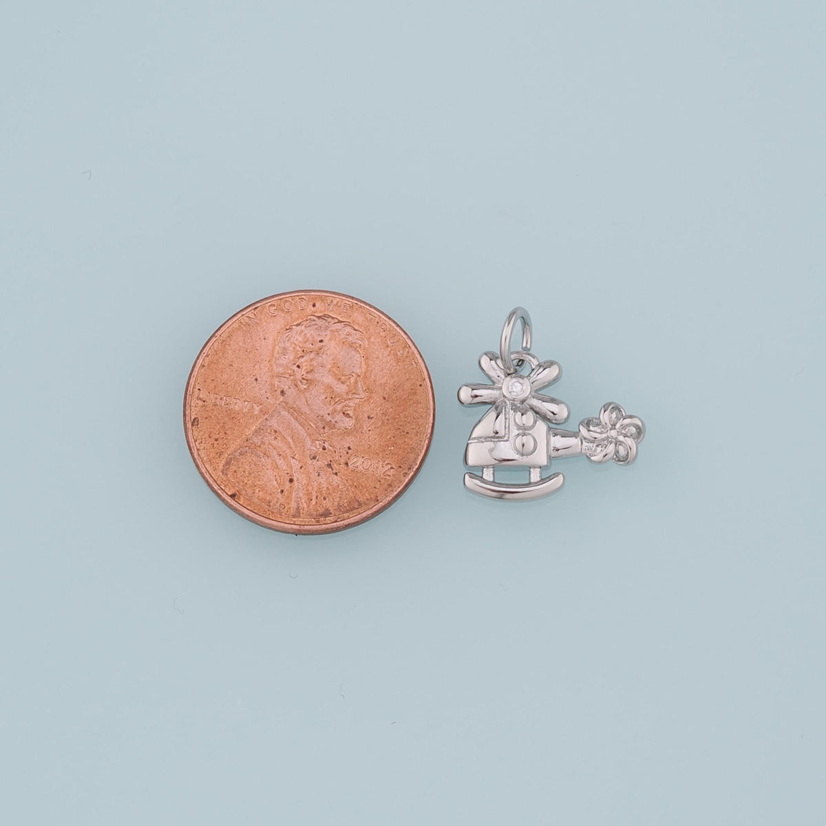 18K Gold Filled Helicopter Pendant,CZ Micro Pave Helicopter Charm Bracelet Necklace for DIY Jewelry Making Supply