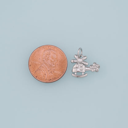 18K Gold Filled Helicopter Pendant,CZ Micro Pave Helicopter Charm Bracelet Necklace for DIY Jewelry Making Supply