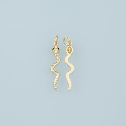 18K Gold Filled Snake Pendant,Dainty Snake Charm Bracelet Necklace for DIY Jewelry Making Supply