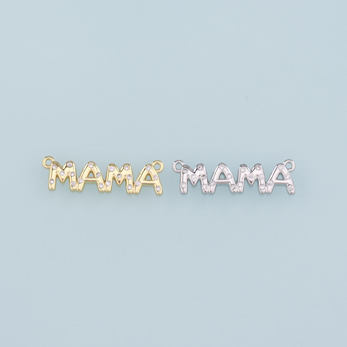 Gold Connector Charm,18K Gold Filled Mama Pendant,CZ Mama Charm Bracelet Necklace for DIY Jewelry Making Supply