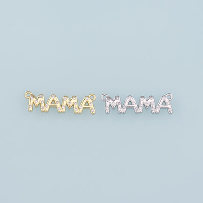 Gold Connector Charm,18K Gold Filled Mama Pendant,CZ Mama Charm Bracelet Necklace for DIY Jewelry Making Supply