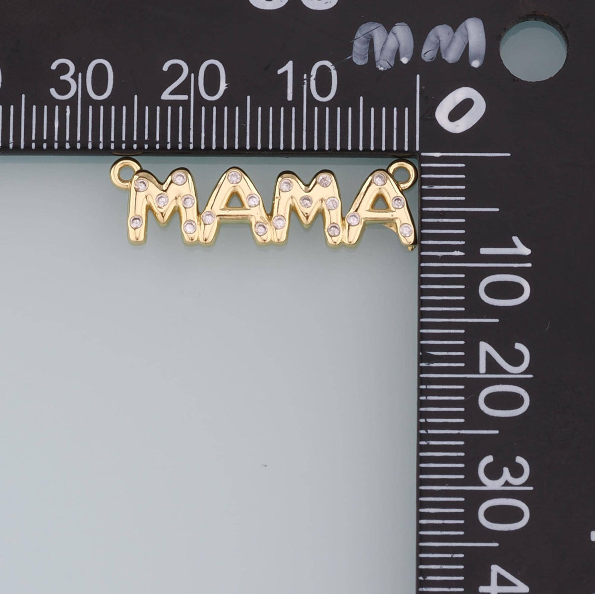 Gold Connector Charm,18K Gold Filled Mama Pendant,CZ Mama Charm Bracelet Necklace for DIY Jewelry Making Supply