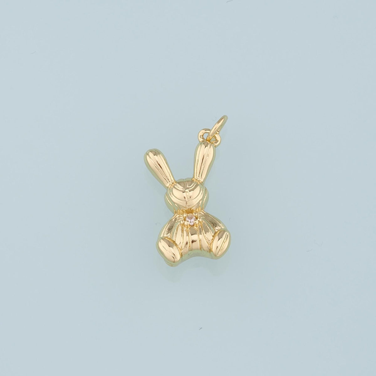 Gold Rabbit Charms,18K Gold Filled CZ Rabbit Pendant,Animal Charm Bracelet Necklace for DIY Jewelry Making Supply