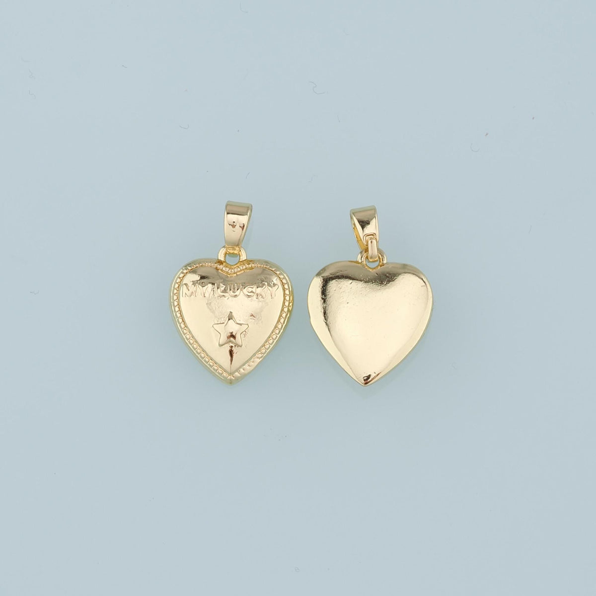 18K Gold Filled Retro Heart Pendant,Star Charm Bracelet Necklace for DIY Jewelry Making Supply