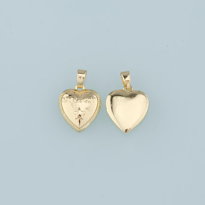 18K Gold Filled Retro Heart Pendant,Star Charm Bracelet Necklace for DIY Jewelry Making Supply