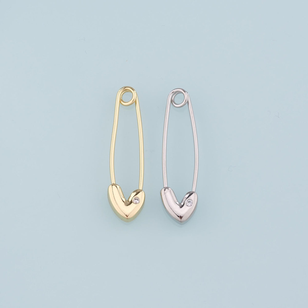 18K Gold Filled Paper Clip Pendant,CZ Micro Pave Paper Clip Charm Bracelet Necklace for DIY Jewelry Making Supply