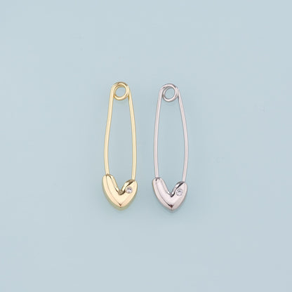 18K Gold Filled Paper Clip Pendant,CZ Micro Pave Paper Clip Charm Bracelet Necklace for DIY Jewelry Making Supply