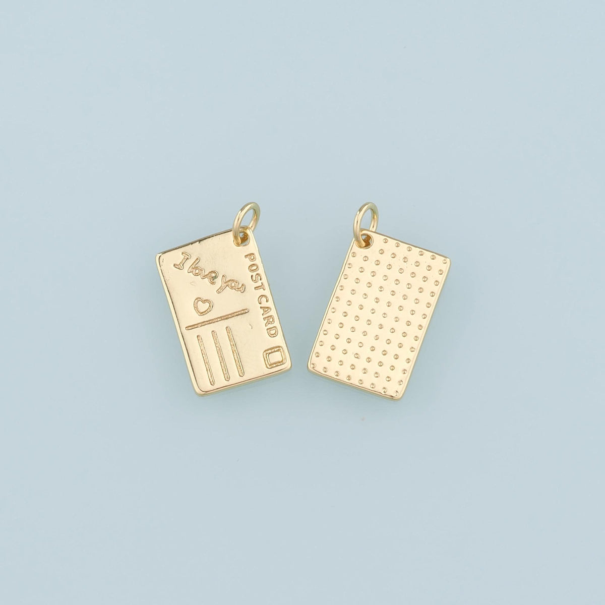 18K Gold Filled Postcard Pendant,Postcard Charm Bracelet Necklace for DIY Jewelry Making Supply