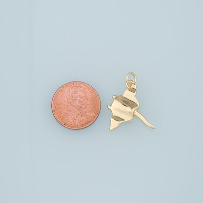 18K Gold Filled Manta Ray Pendant,Dainty Manta Ray Charm Bracelet Necklace for DIY Jewelry Making Supply