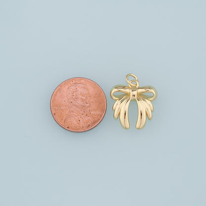 Gold Bow Charms,18K Gold Filled Bow Pendant,Tiny bow tie Charm Bracelet Necklace for DIY Jewelry Making Supply