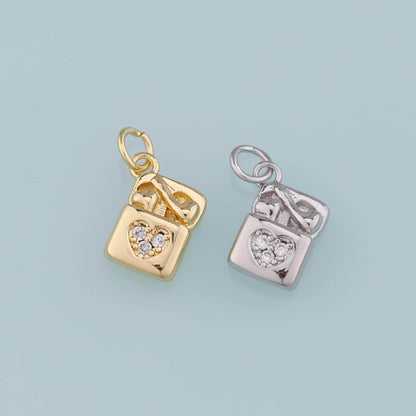 18K Gold Filled Earphone Pendant,CZ Micro Pave Earphone Charm Bracelet Necklace for DIY Jewelry Making Supply