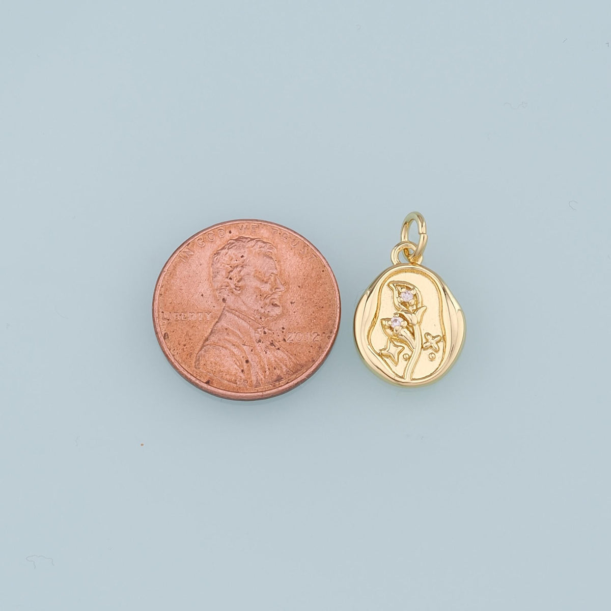 18K Gold Filled Cubic Zirconia Flower Charm Pendant for Jewelry Making