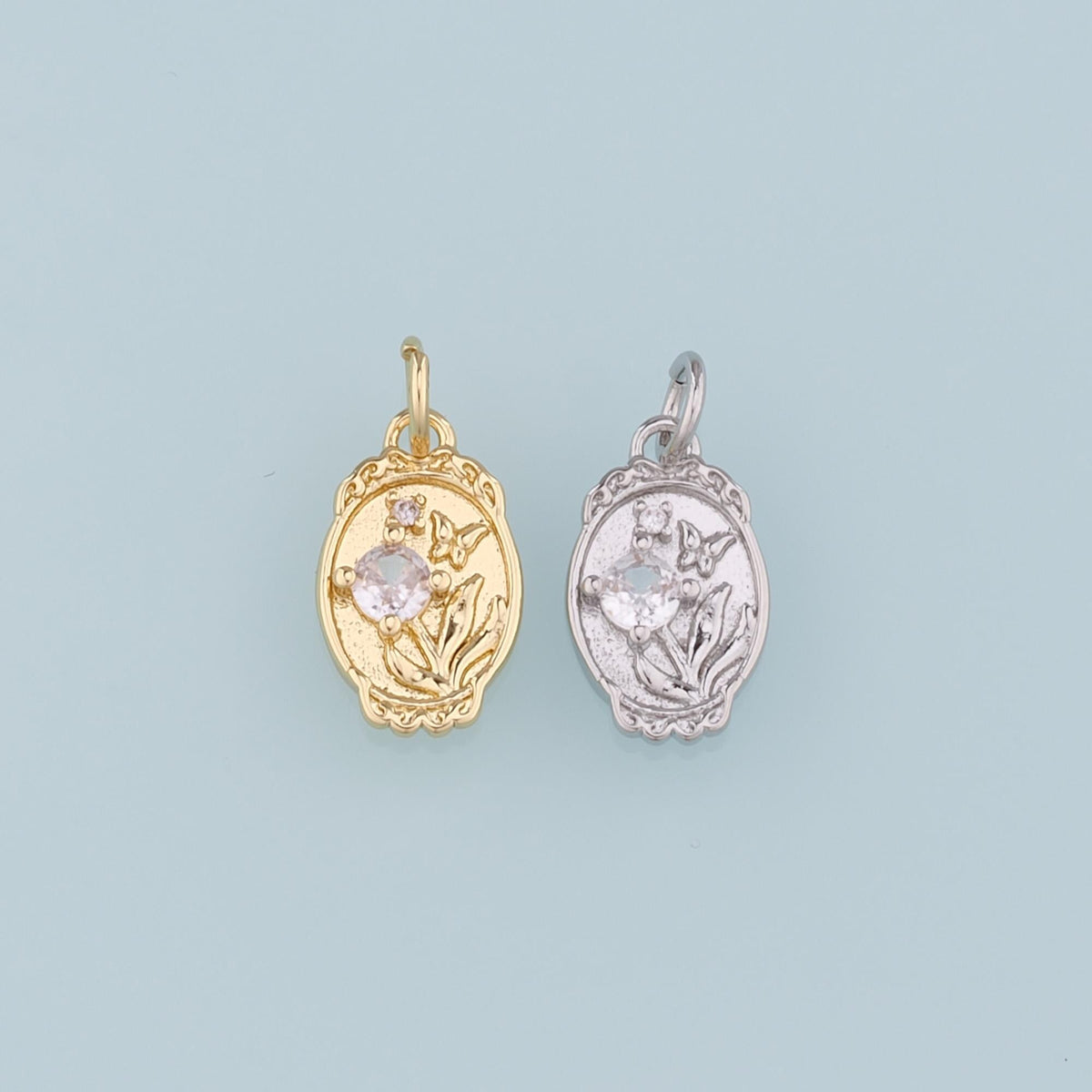 18K Gold Filled Butterfly CZ Charm Pendant for Jewelry Making