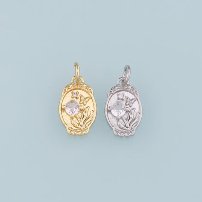 18K Gold Filled Butterfly CZ Charm Pendant for Jewelry Making