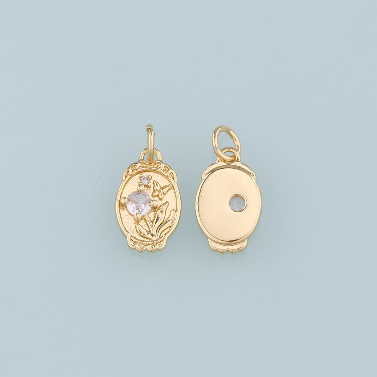 18K Gold Filled Butterfly CZ Charm Pendant for Jewelry Making