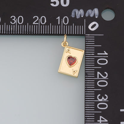 Gold Poker Charms,18K Gold Filled Poker Pendant,Playing Card Charm Bracelet Necklace for DIY Jewelry Making Supply