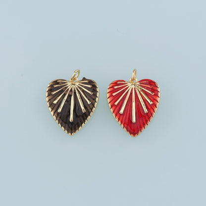 18K Gold Filled Heart Pendant,Enamel Heart Charm Bracelet Necklace for DIY Jewelry Making Supply