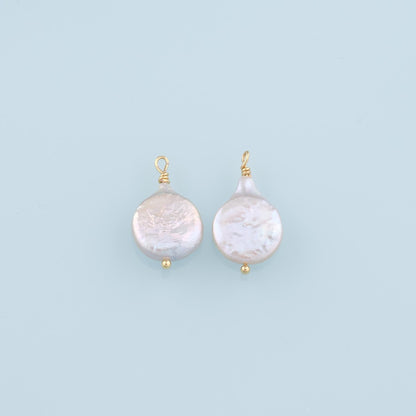 18K Gold Filled Pearl Pendant,Dainty Pearl Charm Bracelet Necklace for DIY Jewelry Making Supply