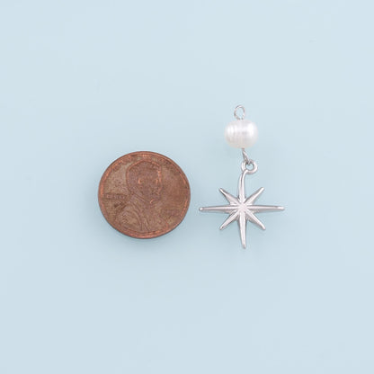 18K Gold Filled Pearl Star Pendant,Dainty Star Charm Bracelet Necklace for DIY Jewelry Making Supply