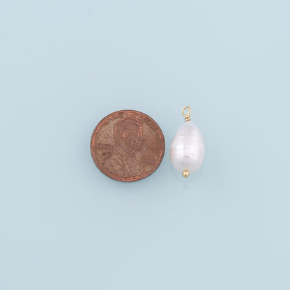 18K Gold Filled Pearl Pendant,Dainty Pearl Charm Bracelet Necklace for DIY Jewelry Making Supply