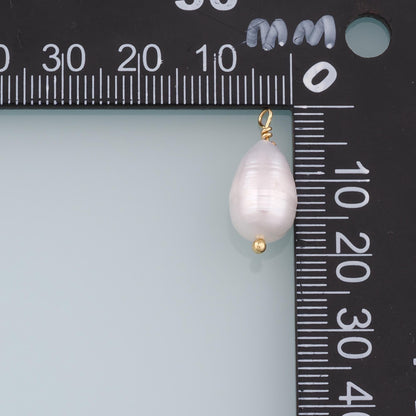 18K Gold Filled Pearl Pendant,Dainty Pearl Charm Bracelet Necklace for DIY Jewelry Making Supply