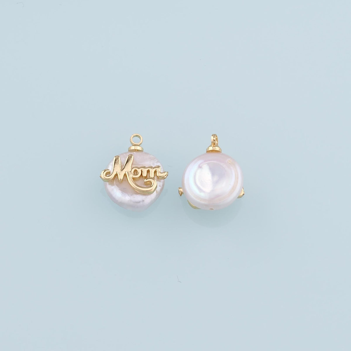18K Gold Filled Pearl Mama Pendant,Dainty Mama Charm Bracelet Necklace for DIY Jewelry Making Supply