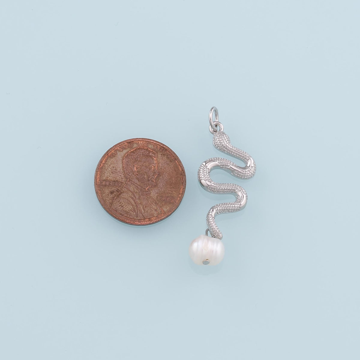 18K Gold Filled Pearl Snake Pendant,Dainty Snake Charm Bracelet Necklace for DIY Jewelry Making Supply